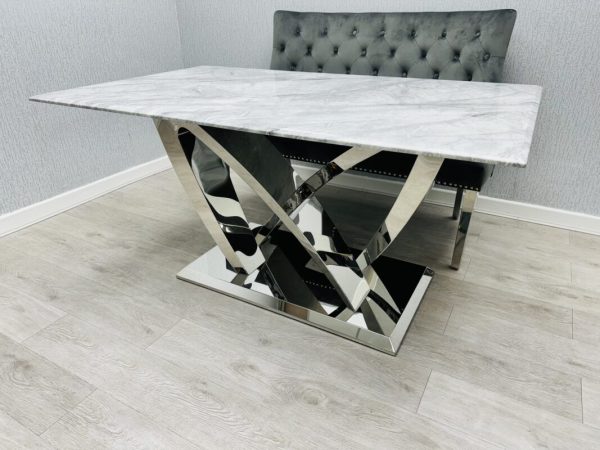 California Grey Marble160cm Dining Table - Image 3