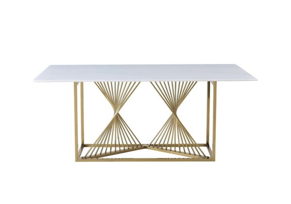 Amelia White Ceramic 180cm Gold Frame Table Only - Image 4