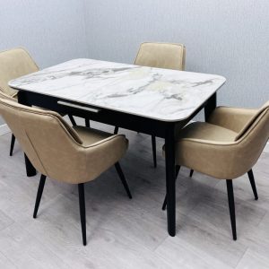 Arizona Extending Cream Gold Ceramic Table