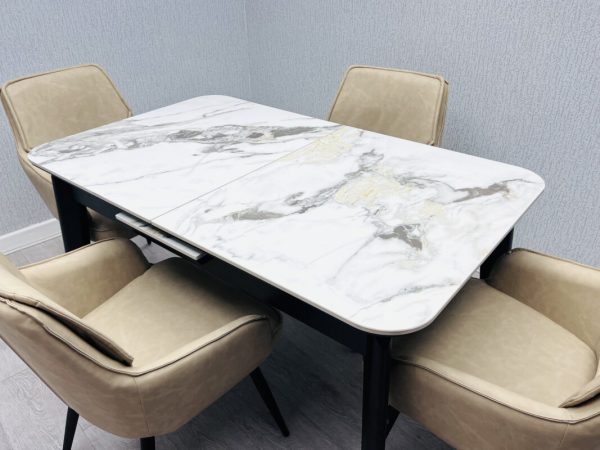 Arizona Extending Cream Gold Ceramic Table - Image 2