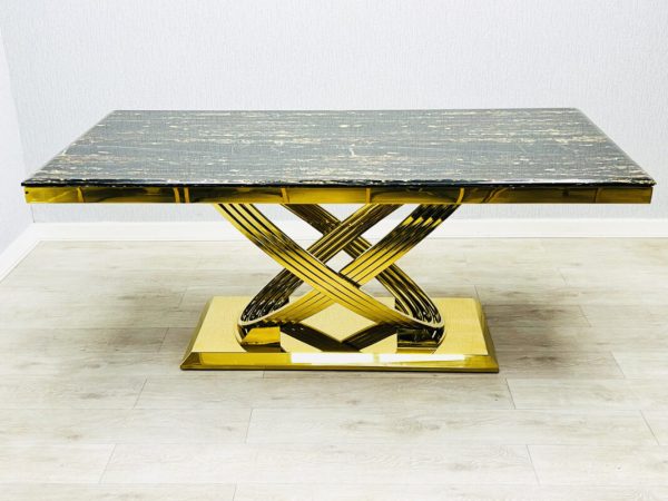 Elina Black and Gold Marble Dining Table 180 - Image 4