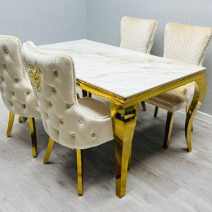 Sofia Cream & Gold Marble Table
