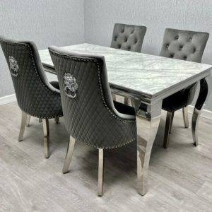 Sofia Grey & Silver Dining Table