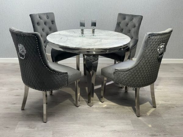 Sofia Grey & Silver Dining Table - Image 3