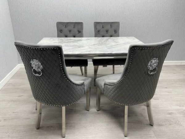 Sofia Grey & Silver Dining Table - Image 4