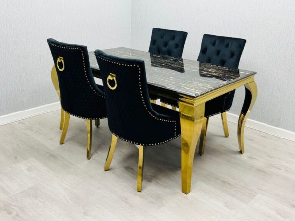 Sofia Black & Gold Dining Table - Image 4