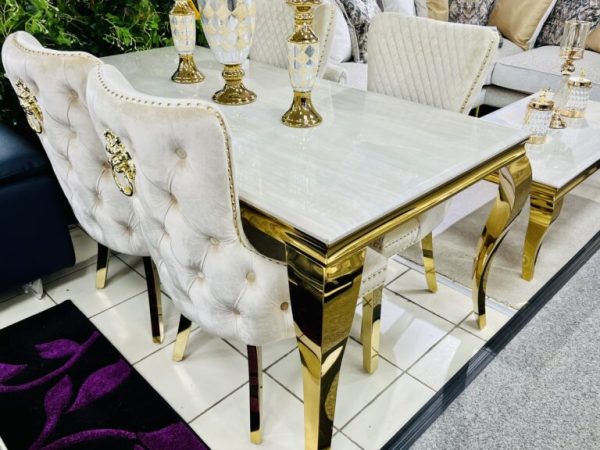 Sofia Cream & Gold Marble Table - Image 2