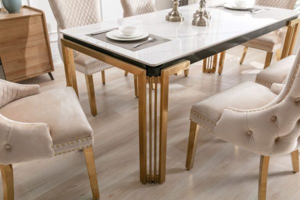 Sorrento Rectangle 150cm Ceramic Gold Table - Image 4