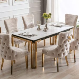 Sorrento Rectangle 150cm Ceramic Gold Table