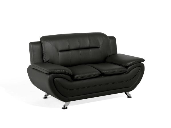 SHIRAZ 3+2 LEATHER SOFA SET – BLACK - Image 3