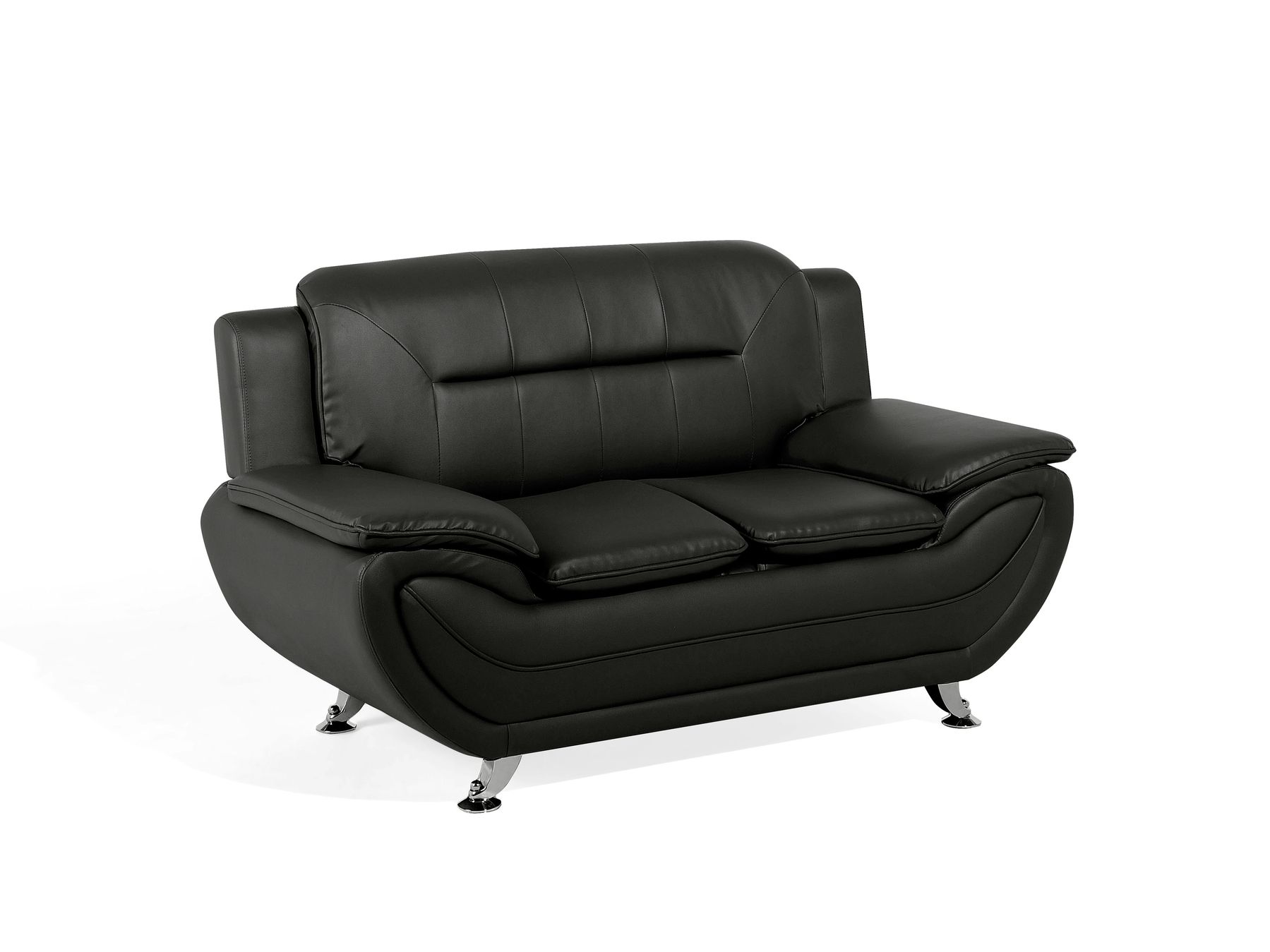 SHIRAZ 3 LEATHER SOFA SET – BLACK - Image 3