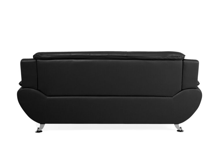 SHIRAZ 3 LEATHER SOFA SET – BLACK - Image 4