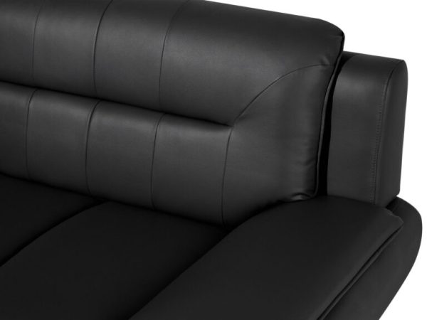 SHIRAZ 3+2 LEATHER SOFA SET – BLACK - Image 5