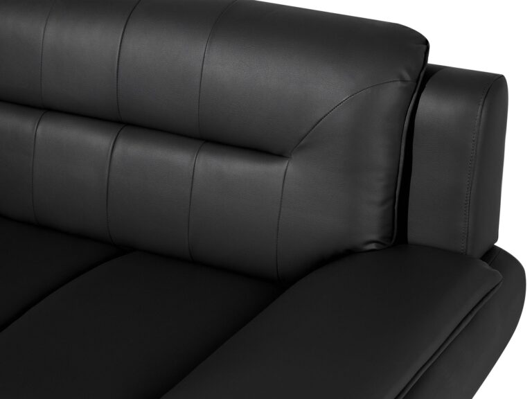 SHIRAZ 3 LEATHER SOFA SET – BLACK - Image 5